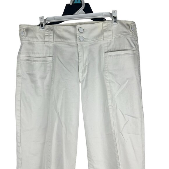 Gitano Womens Cuffed Capris White Size 14 Cotton Blend Button Accent Pants - Picture 6 of 8